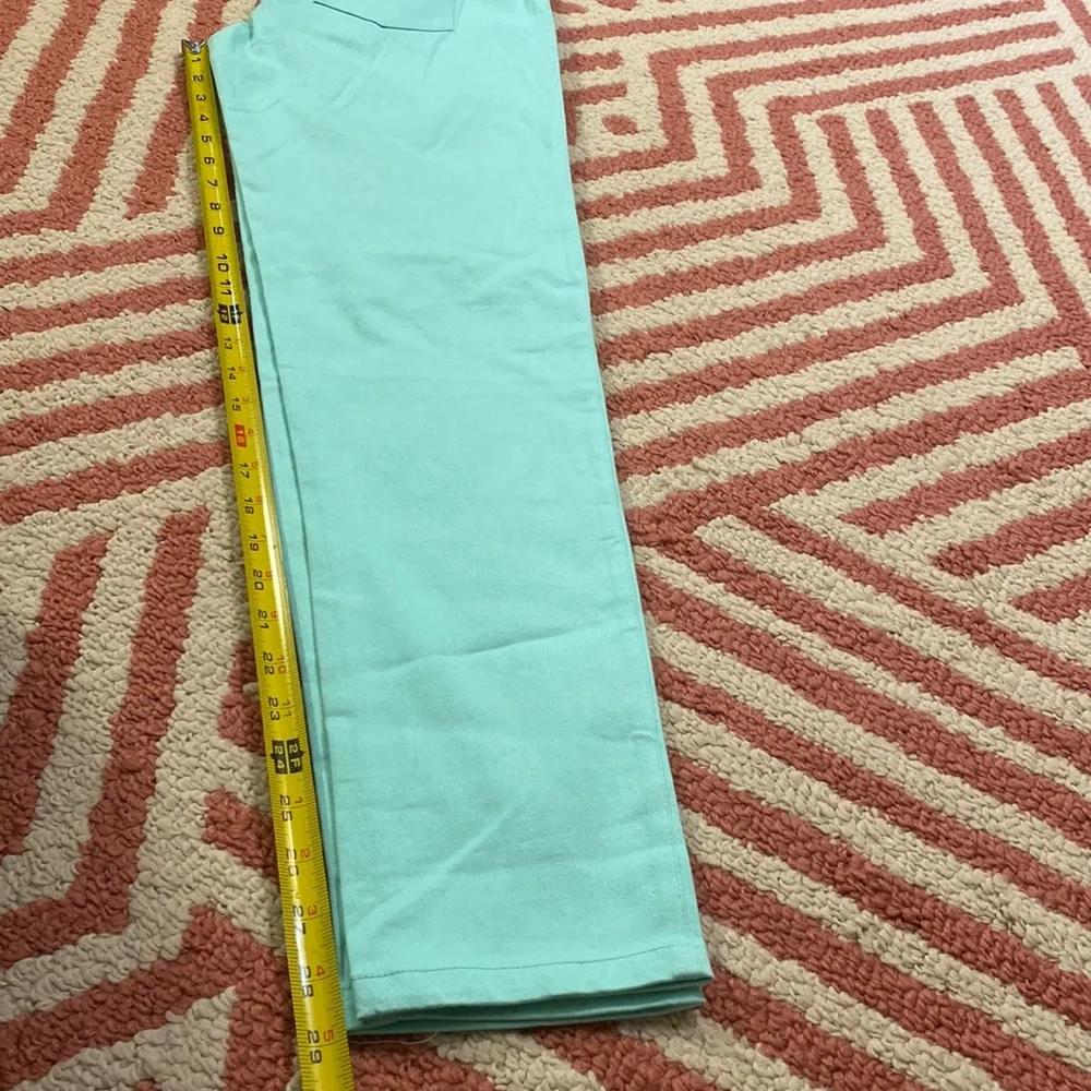 NWT UMGEE L pull on mint green lightweight cotton blend pants with elastic waist